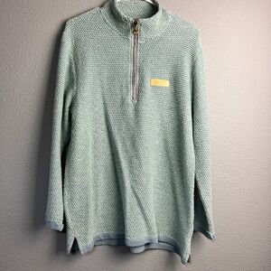 Jadelynn Brooke Womens Quarter Zip Popcorn Knit Sweater Sage Green Blue Large‎